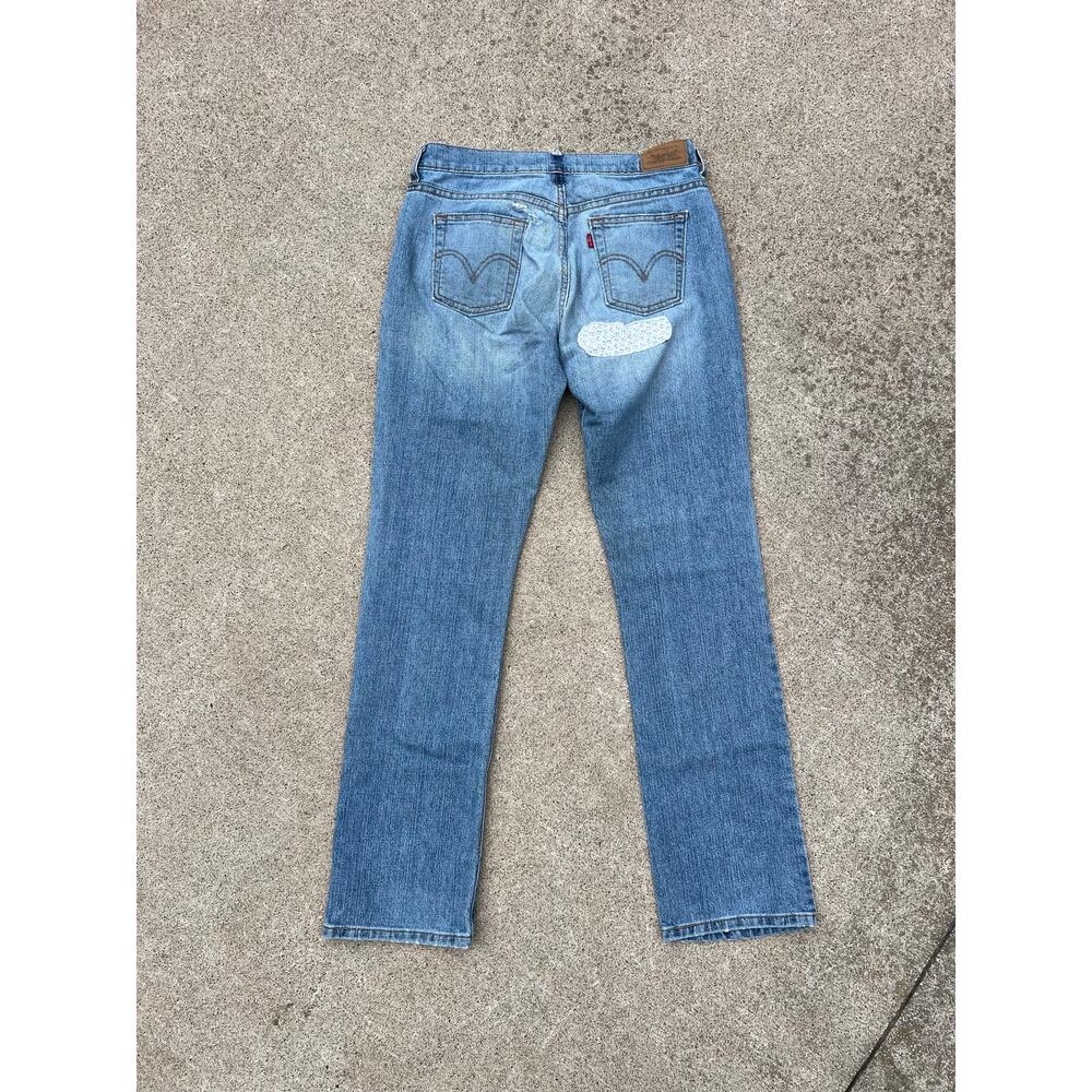 Levi Pants Women Size 4M 505 Light Wash Straight Leg Patchwork Denim Jeans Zip‎ - Picture 7 of 8